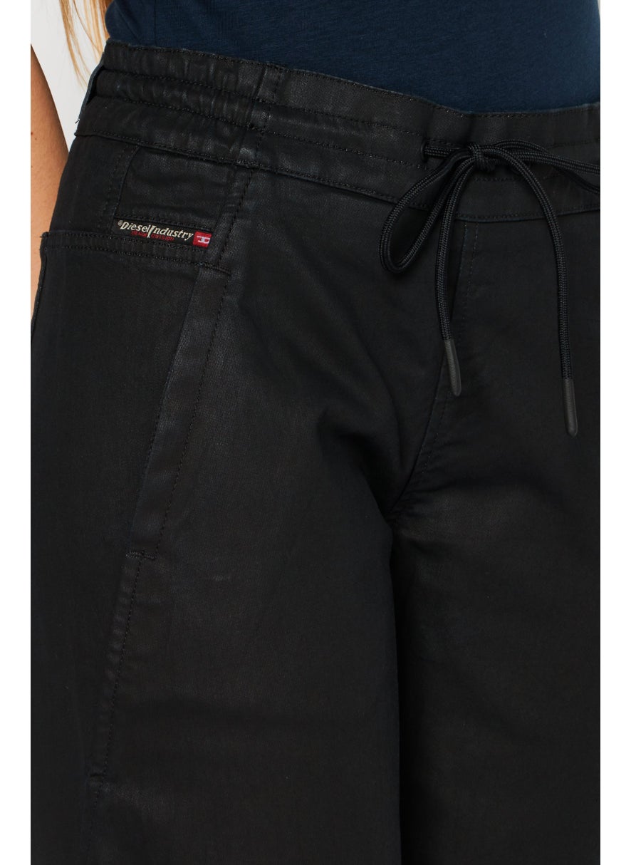 Women Regular Fit Plain Straight Leg Pants, Black