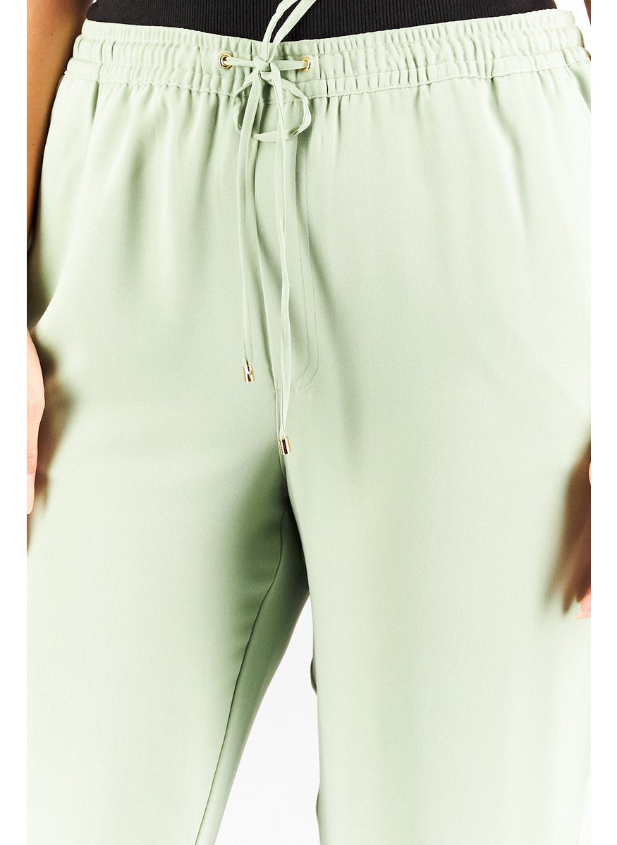 Women Regular Fit Drawstring Pull On Pants, Green