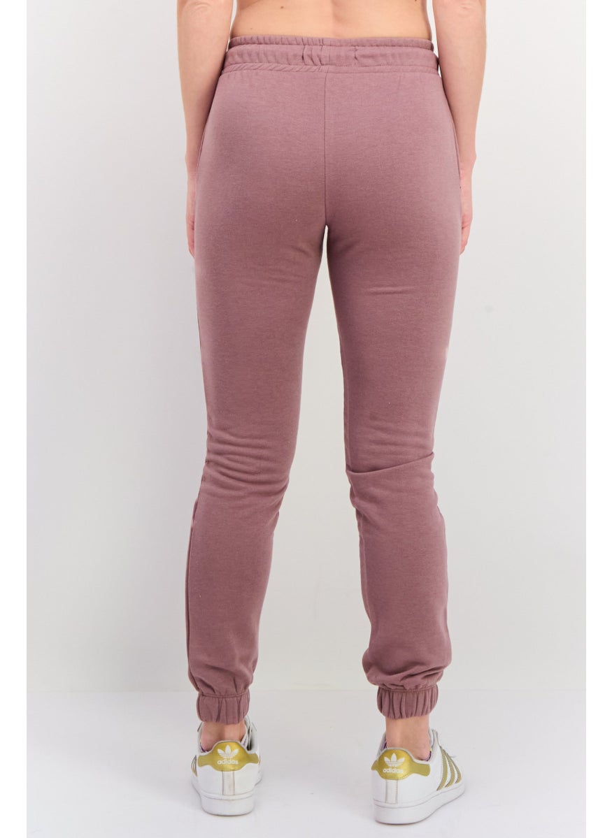 Women Sportswear Fit Embroidered Outdoor Sweatpants, Old Rose