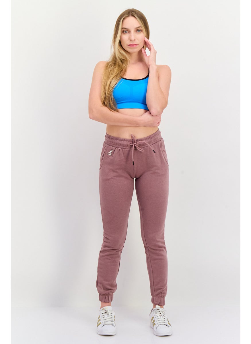 Women Sportswear Fit Embroidered Outdoor Sweatpants, Old Rose