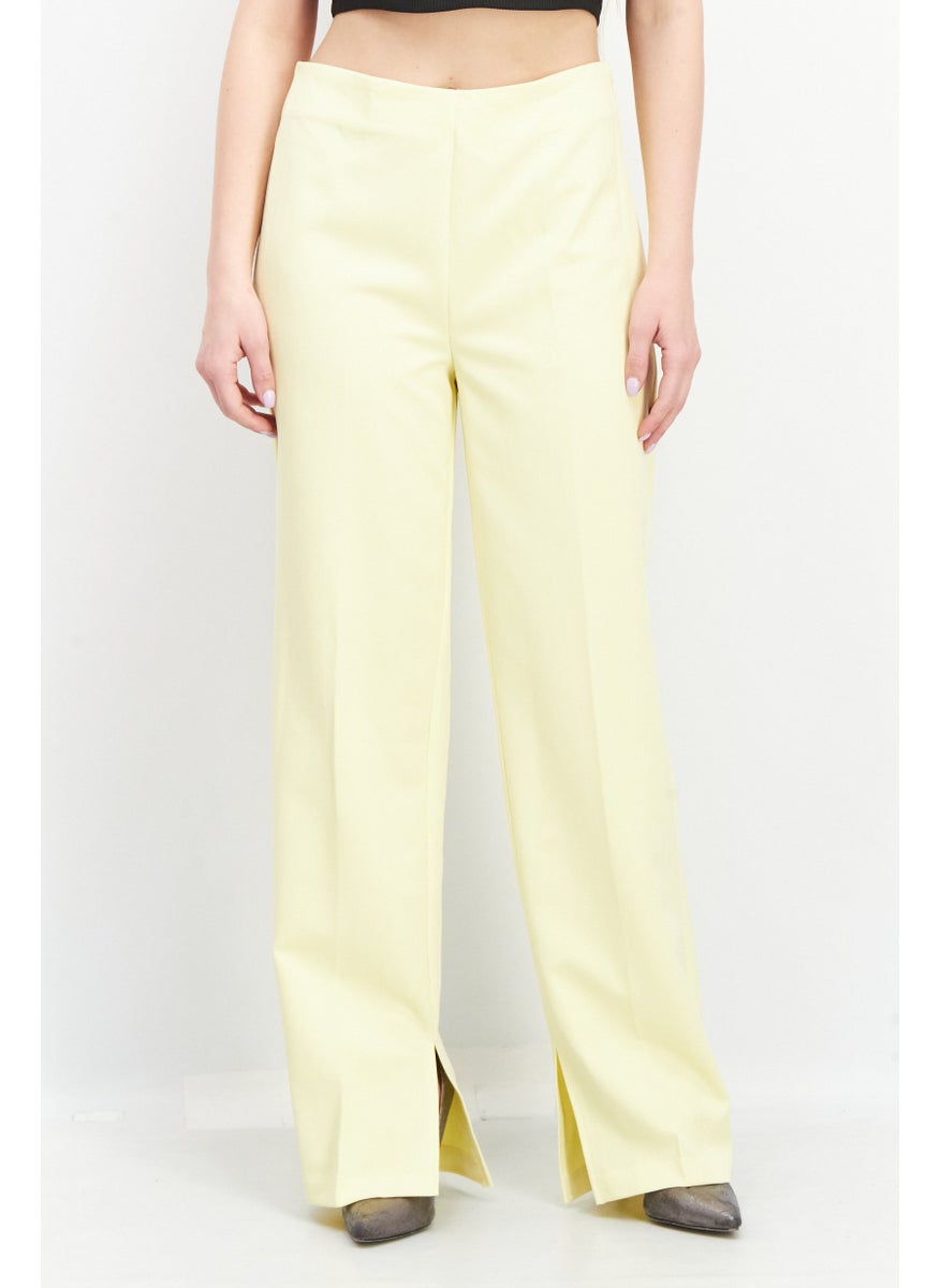 Women Regular Fit Solid Stretchable Trouser,  Yellow