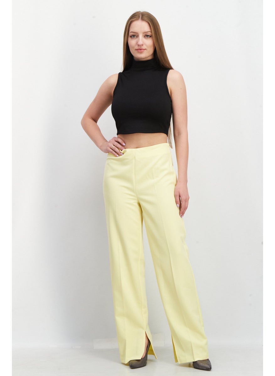 Women Regular Fit Solid Stretchable Trouser,  Yellow