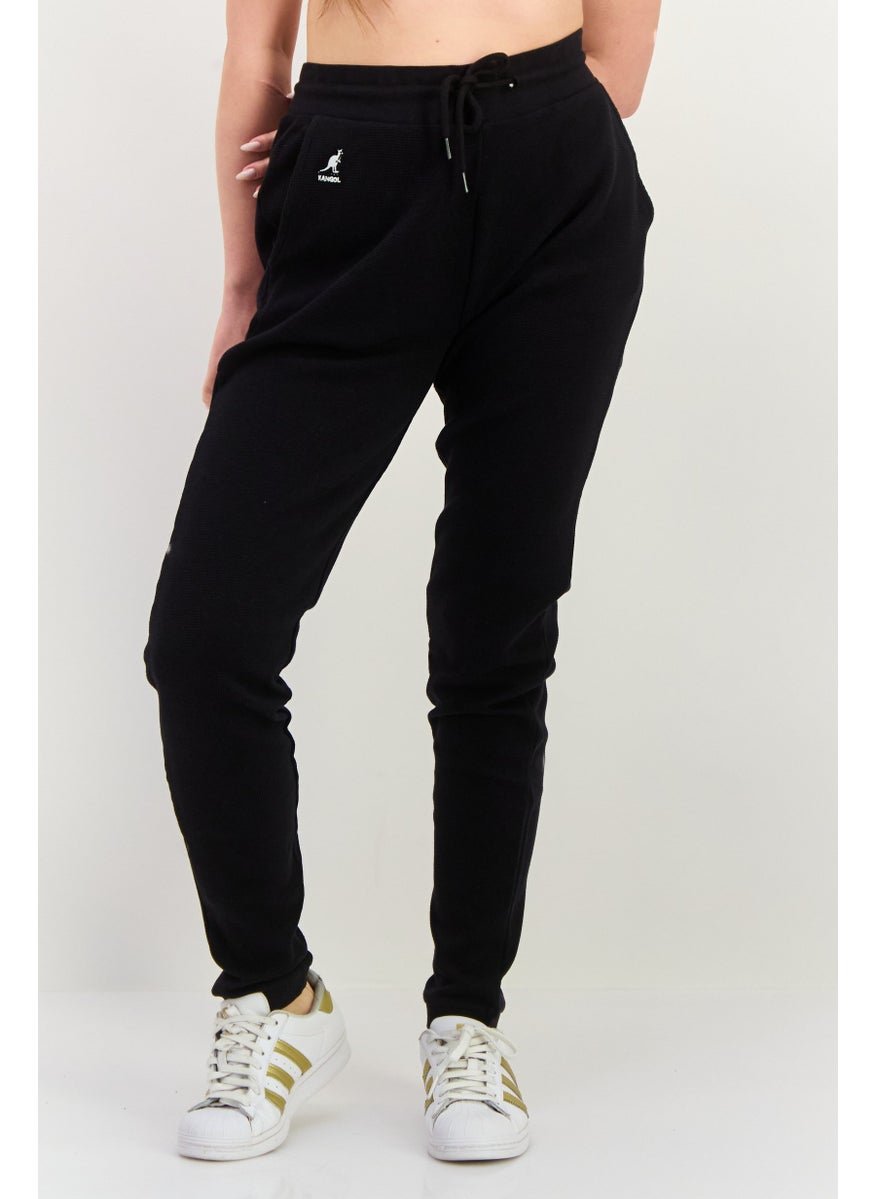 Women Regular Fit Textured Sweatpants, Black