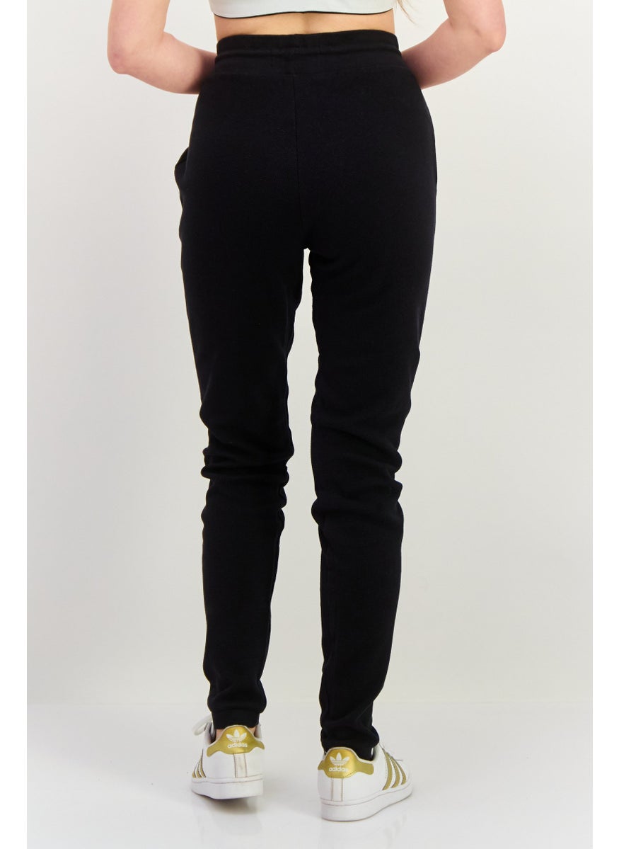 Women Regular Fit Textured Sweatpants, Black