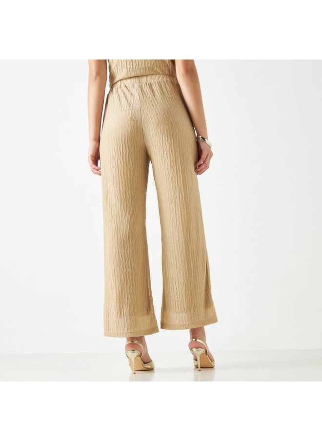 Iconic Textured Flared Knit Pants with Elasticated Waistband