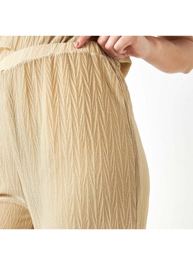 Iconic Textured Flared Knit Pants with Elasticated Waistband