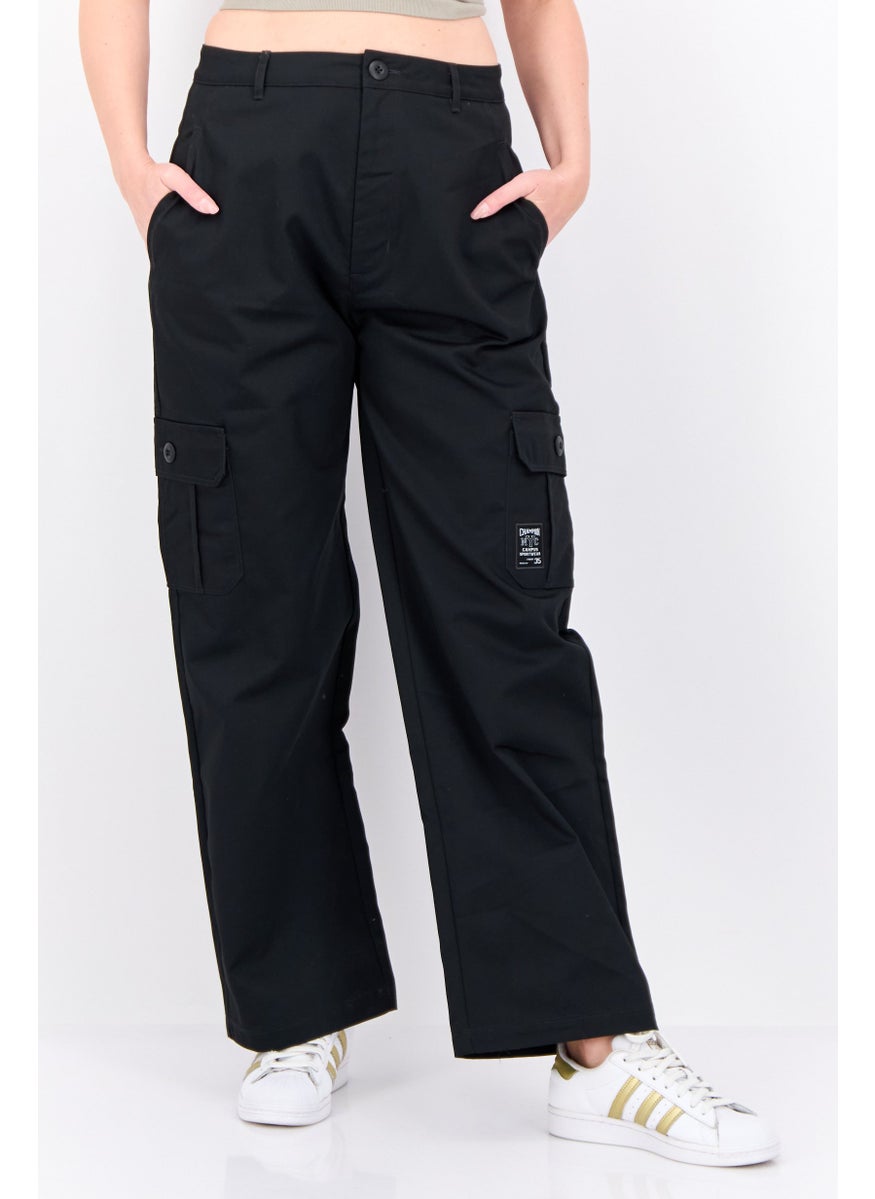 Women Relaxed Fit Outdoor Cargo Pants, Black