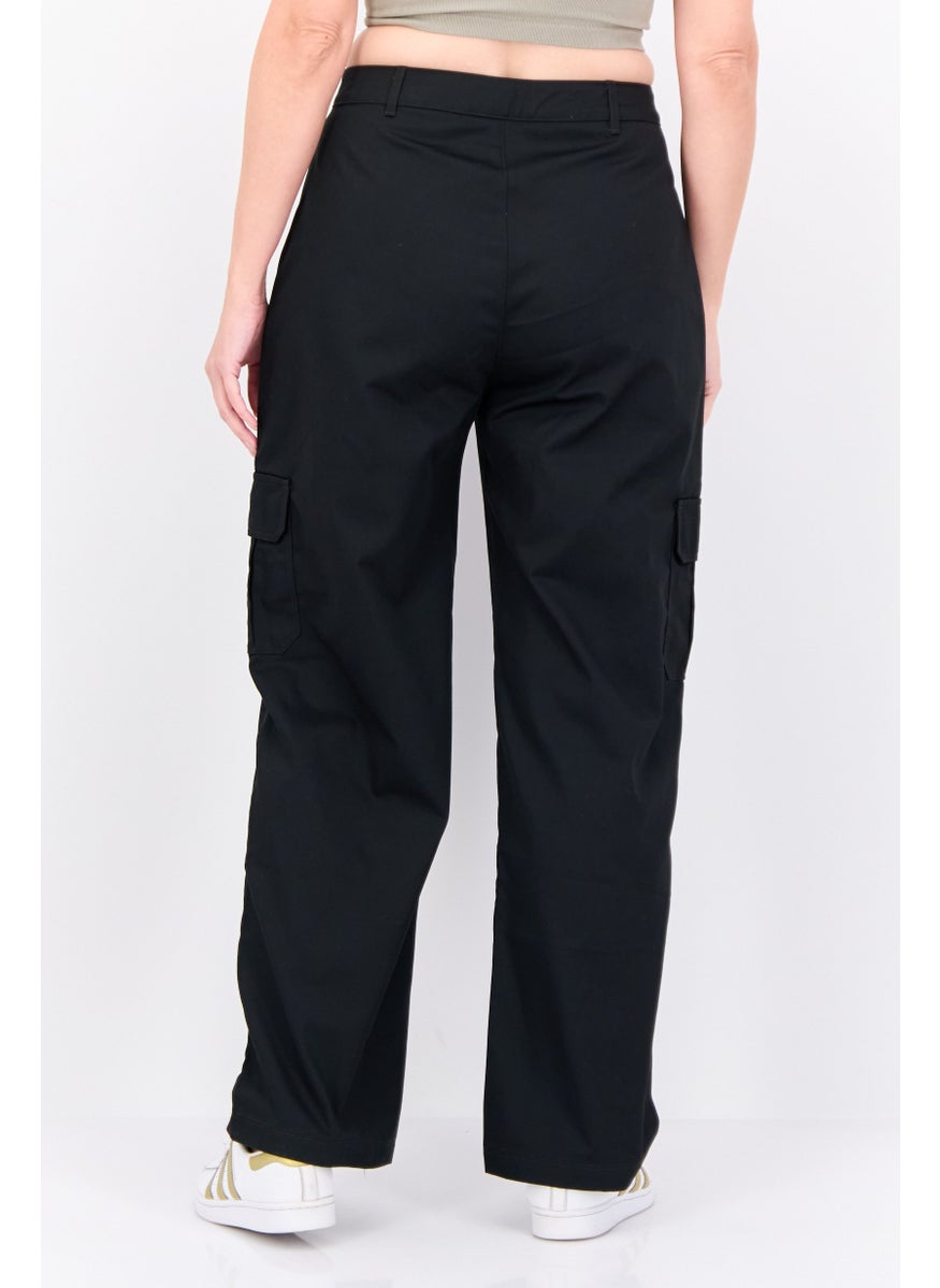 Women Relaxed Fit Outdoor Cargo Pants, Black