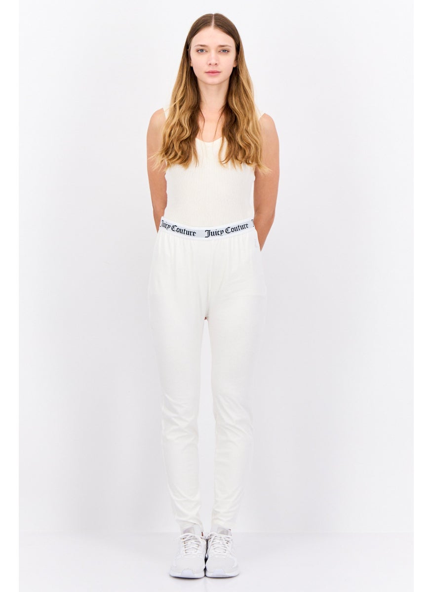 Women Brand Logo Pull-On Leggings, Off White