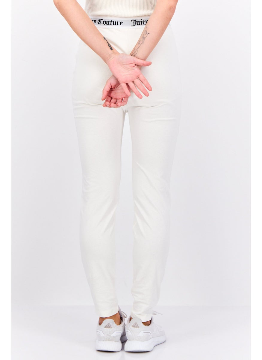 Women Brand Logo Pull-On Leggings, Off White