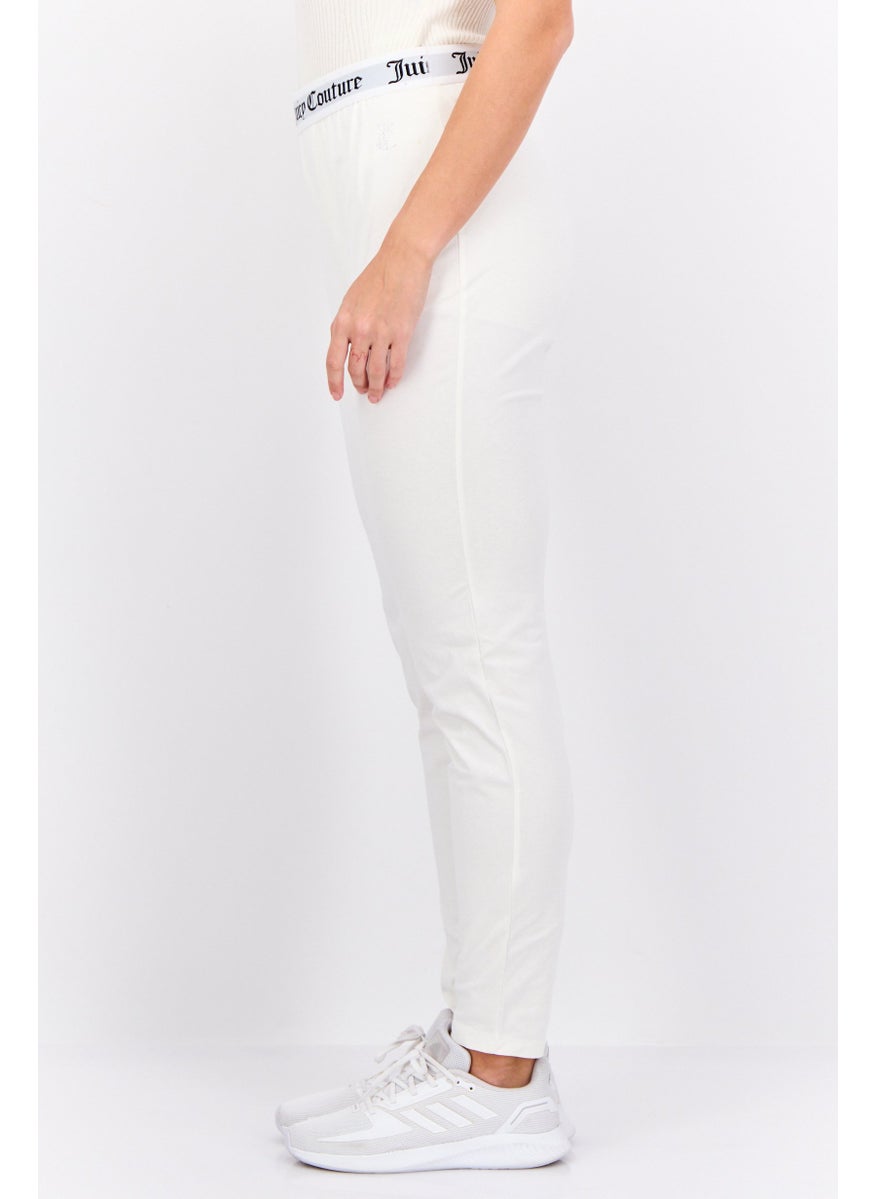 Women Brand Logo Pull-On Leggings, Off White