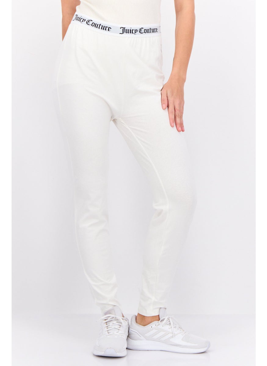 Women Brand Logo Pull-On Leggings, Off White