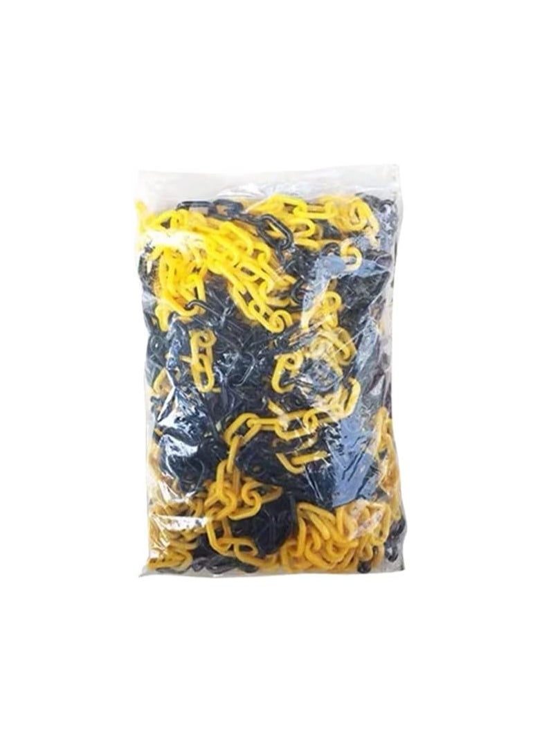 Berry 25 Meter Yellow & Black Plastic Chain Barrier, 6mm Thick | Safety Link for Crowd Control, Construction, Road Safety, Parking & Warehouse Use