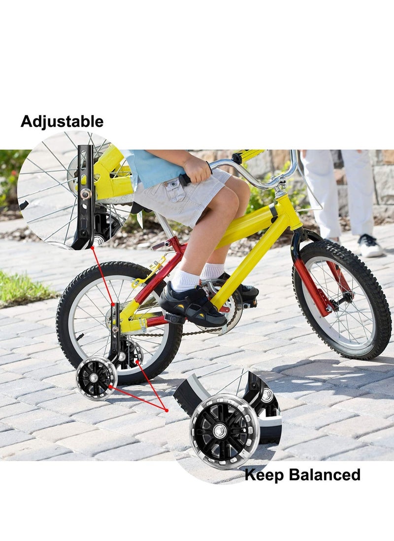 Kids Bike Training Wheels, Rear Stabilizer for 12-20 Inch Bikes, Silent Flashing Wheels for Boys and Girls, Complete Mounting Kit (1 Set, Black)