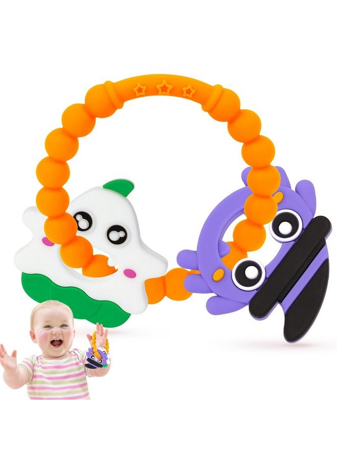 Halloween Baby Toys Ring Teethers for Babies 0-6 Months Halloween Grip Silicone Baby Chew Toys Halloween Baby Teething for Toddler 6-12 Months Infant Toys Halloween Boys Grils Ghosts & Pumpkin