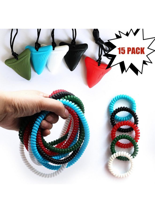 Sensory Chew Necklaces for Boys Girls, 15 Pack Stretchy Chewy Necklace Coil Bracelets for Kids with Autism Anxiety ADHD SPD, Sensory Chew Toys Reduce Chewing Biting Fidgeting for Adult Chewer