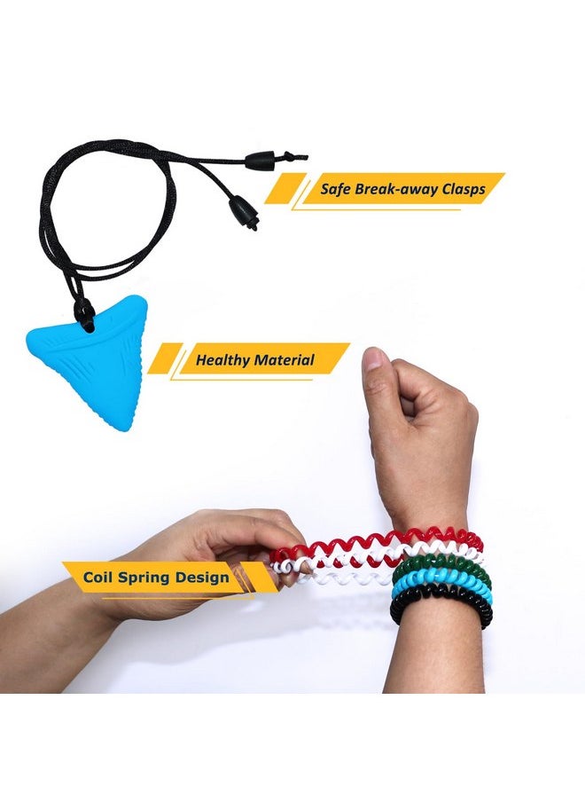 Sensory Chew Necklaces for Boys Girls, 15 Pack Stretchy Chewy Necklace Coil Bracelets for Kids with Autism Anxiety ADHD SPD, Sensory Chew Toys Reduce Chewing Biting Fidgeting for Adult Chewer