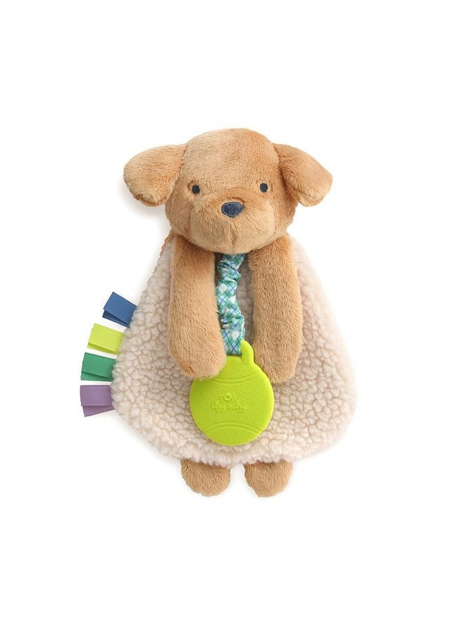 Itzy Ritzy - Itzy Lovey Including Teether - Baby Lovey with Teether, Textured Ribbons & Dangle Arms - Features Crinkle Sound, Sherpa Fabric and Minky Plush (Puppy)