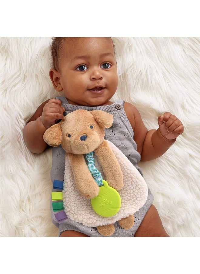 Itzy Ritzy - Itzy Lovey Including Teether - Baby Lovey with Teether, Textured Ribbons & Dangle Arms - Features Crinkle Sound, Sherpa Fabric and Minky Plush (Puppy)