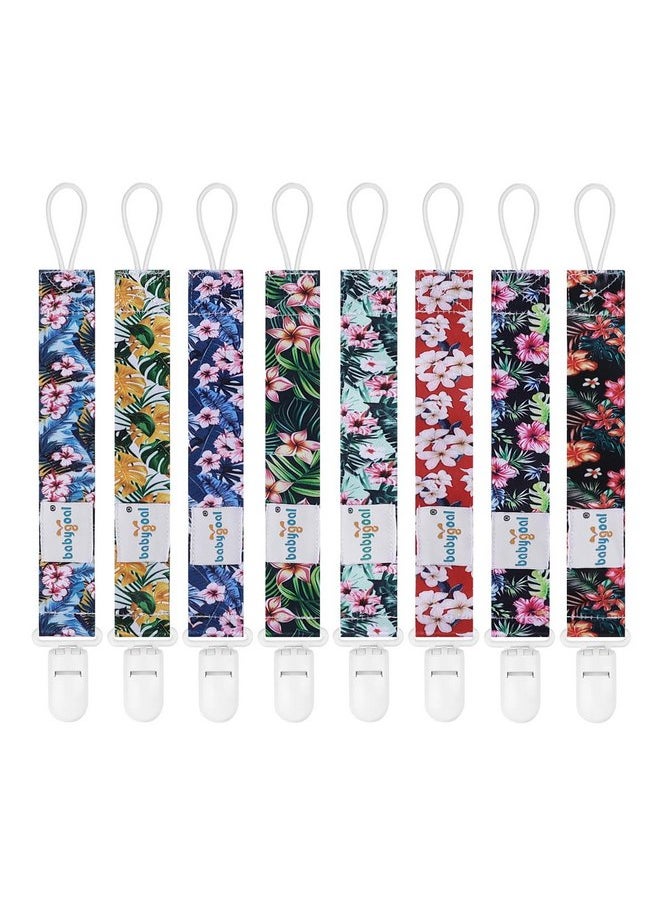 Babygoal Hawaii Pacifier Clips 8 Pack, Pacifier Holder Clips for Baby Boys and Girls Fits for Most Pacifier, Binkie Styles & Baby Teethers & Toys and Gift-Neutral Color 8PB28