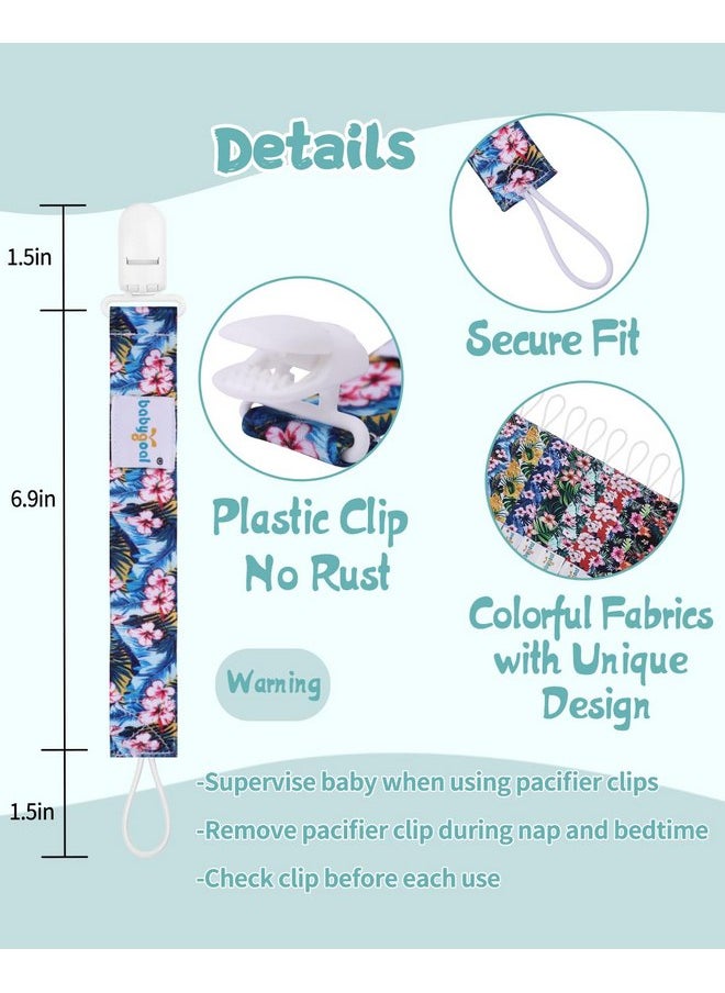 Babygoal Hawaii Pacifier Clips 8 Pack, Pacifier Holder Clips for Baby Boys and Girls Fits for Most Pacifier, Binkie Styles & Baby Teethers & Toys and Gift-Neutral Color 8PB28