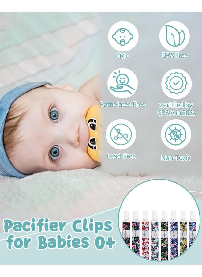 Babygoal Hawaii Pacifier Clips 8 Pack, Pacifier Holder Clips for Baby Boys and Girls Fits for Most Pacifier, Binkie Styles & Baby Teethers & Toys and Gift-Neutral Color 8PB28