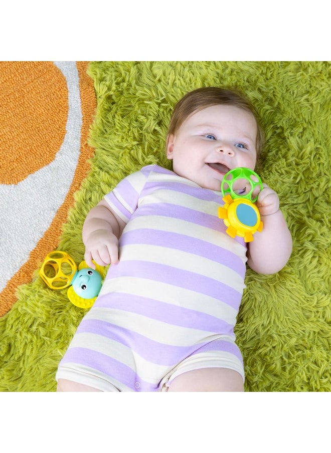 Bright Starts Soother Pals Easy-Grasp Teether Toys, 2-Pack Lion and Elephant Characters, BPA Free, Unisex, Ages Newborn +