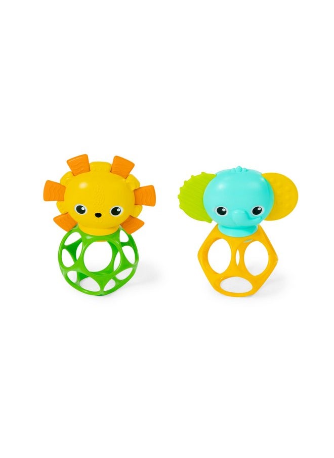 Bright Starts Soother Pals Easy-Grasp Teether Toys, 2-Pack Lion and Elephant Characters, BPA Free, Unisex, Ages Newborn +