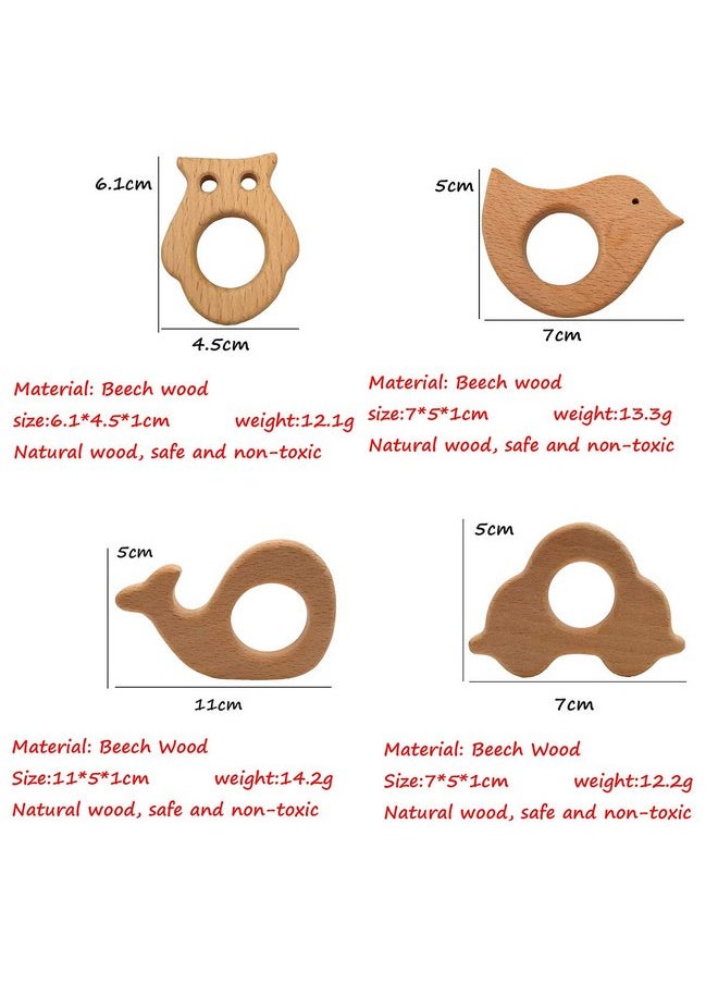 Nature Baby Teething Toys 11pc Wooden Teether Montessori Toys Wood Teether Rings Organic Infant Teether Handmade Pendant Set Shower Gift (Type 1)