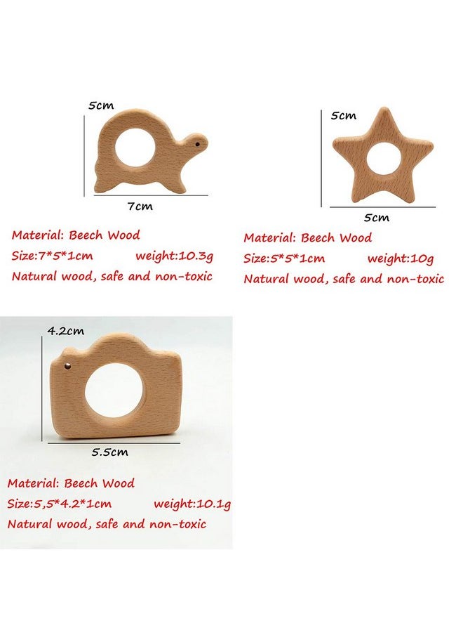 Nature Baby Teething Toys 11pc Wooden Teether Montessori Toys Wood Teether Rings Organic Infant Teether Handmade Pendant Set Shower Gift (Type 1)