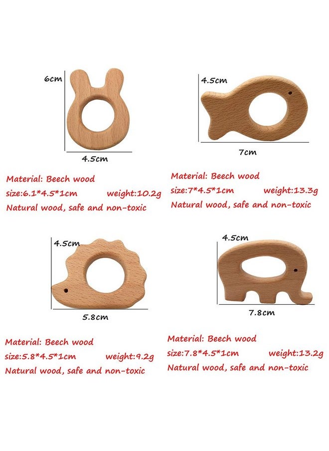 Nature Baby Teething Toys 11pc Wooden Teether Montessori Toys Wood Teether Rings Organic Infant Teether Handmade Pendant Set Shower Gift (Type 1)