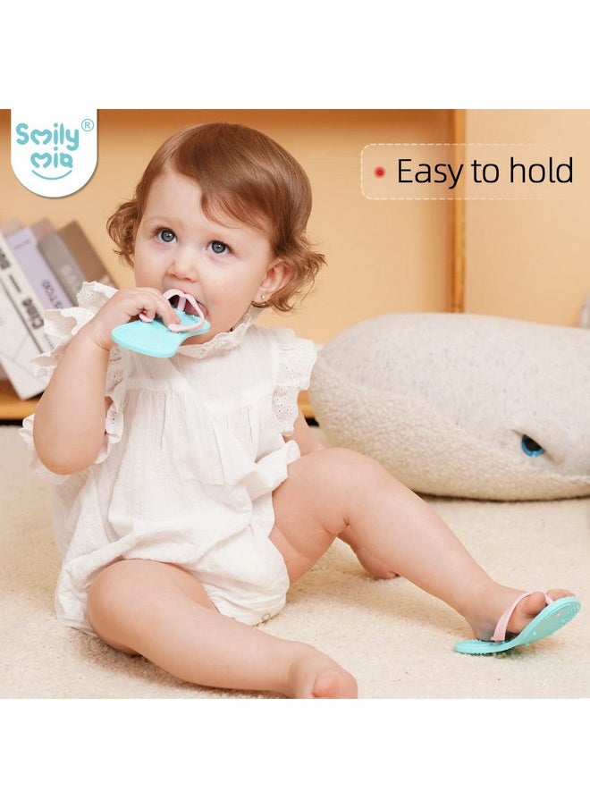 Smily Mia Flip-Flop Baby Teething Toys, Silicone Baby Teether For 3M+, Chewing Toys for Babies Teething Pain Relief,Silicone Baby Shoes,left foot Blue