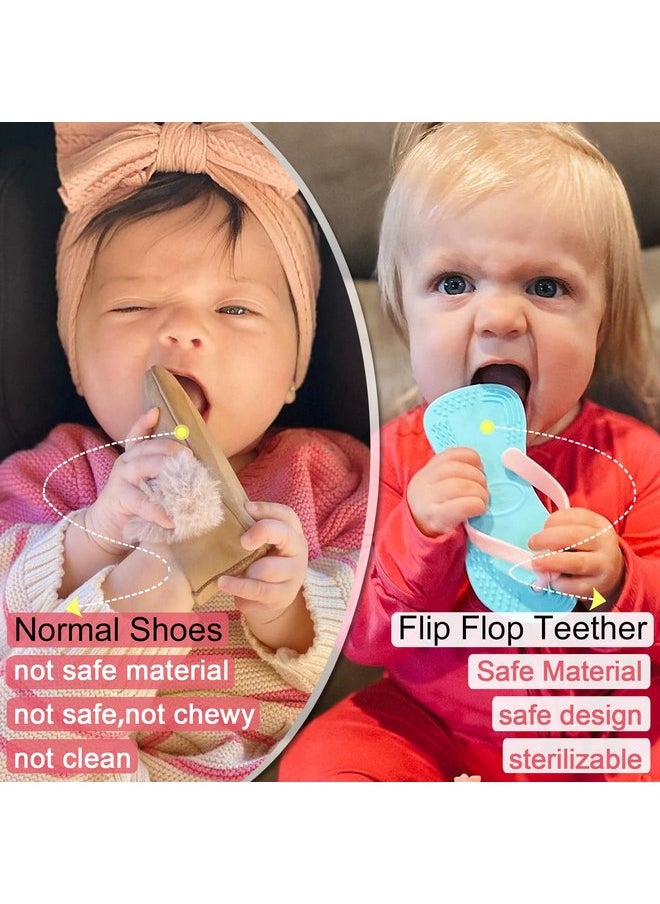 Smily Mia Flip-Flop Baby Teething Toys, Silicone Baby Teether For 3M+, Chewing Toys for Babies Teething Pain Relief,Silicone Baby Shoes,left foot Blue