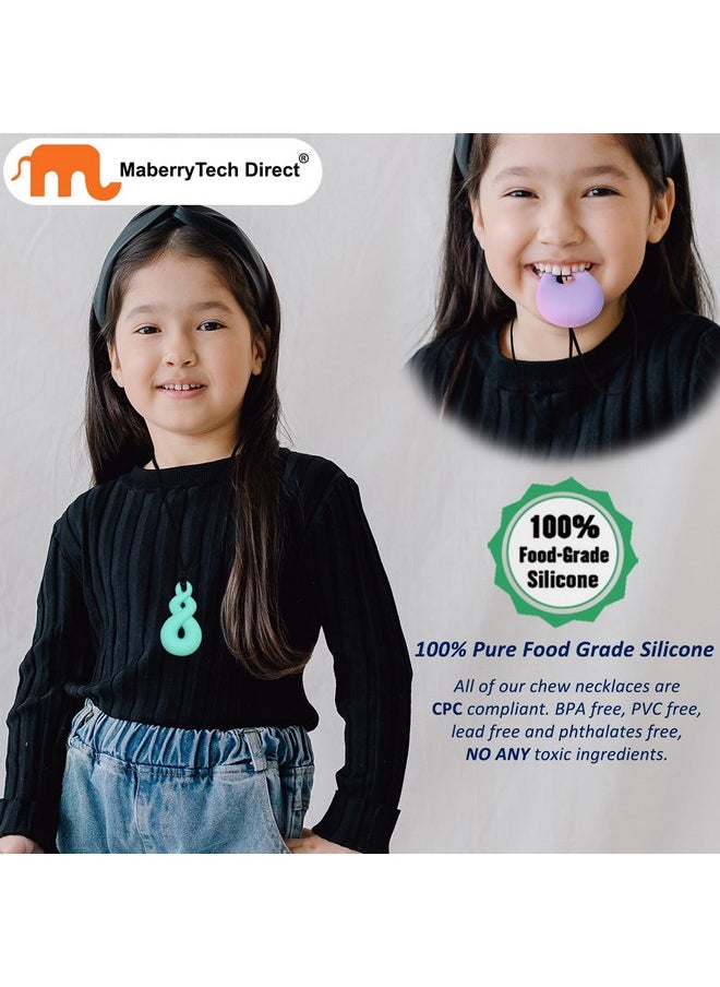 Chew Necklaces for Sensory Kids Boys Girls, 6 Pack Silicone Sensory Chewy Necklace Mouth Fidgets Chewing Necklace for Kids Adults with Autism Anxiety ADHD, BPA Free