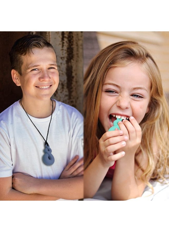 Chew Necklaces for Sensory Kids Boys Girls, 6 Pack Silicone Sensory Chewy Necklace Mouth Fidgets Chewing Necklace for Kids Adults with Autism Anxiety ADHD, BPA Free