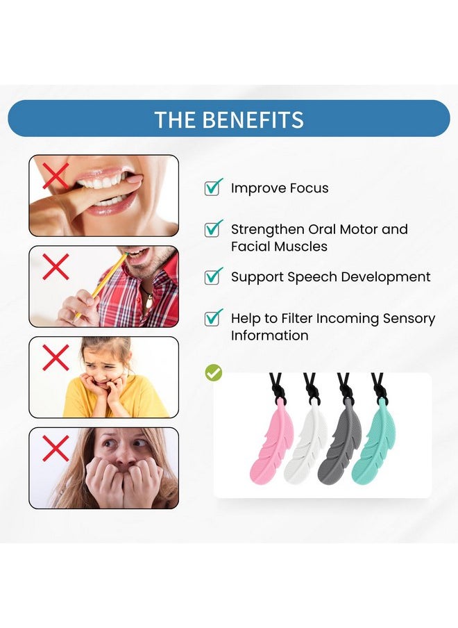 Chew Necklace for Sensory Kids, 3 Pack Sensory Oral Motor Aids Silicone Teething Toys for Autistic Chewers, ADHD, SPD, Oral Motor Stimulation or Special Needs (3 Packs)