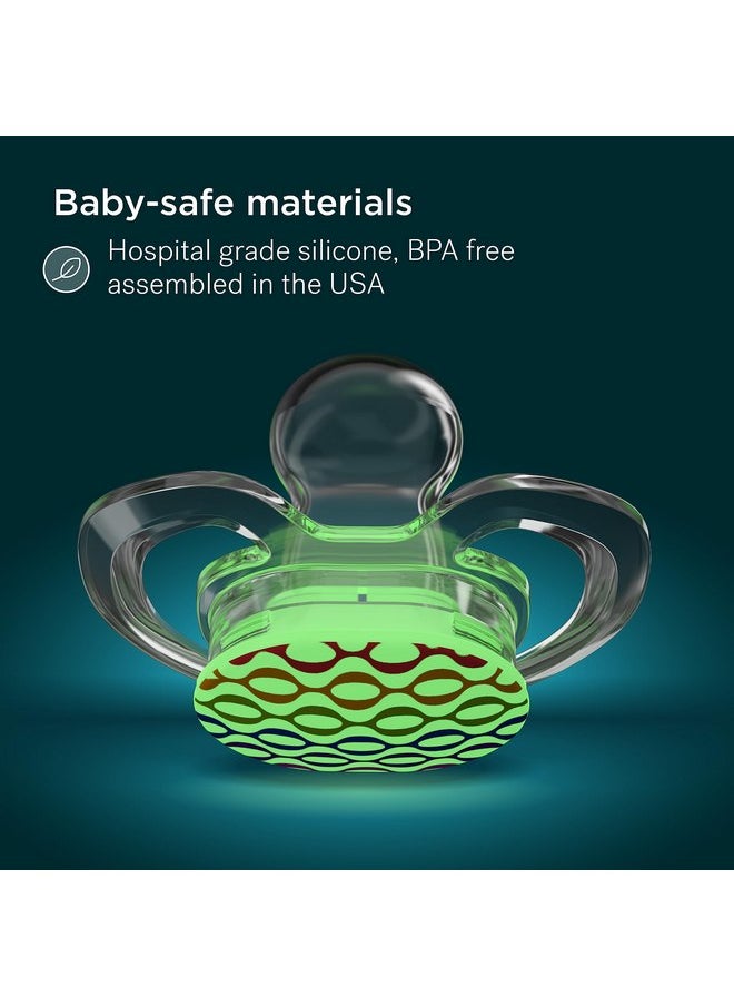 Smilo Baby Christmas Pacifier - 3 Pack of Slimline Pacifiers for Babies - 100% Silicone Newborn Pacifiers BPA Free - Glow in The Dark - White Christmas