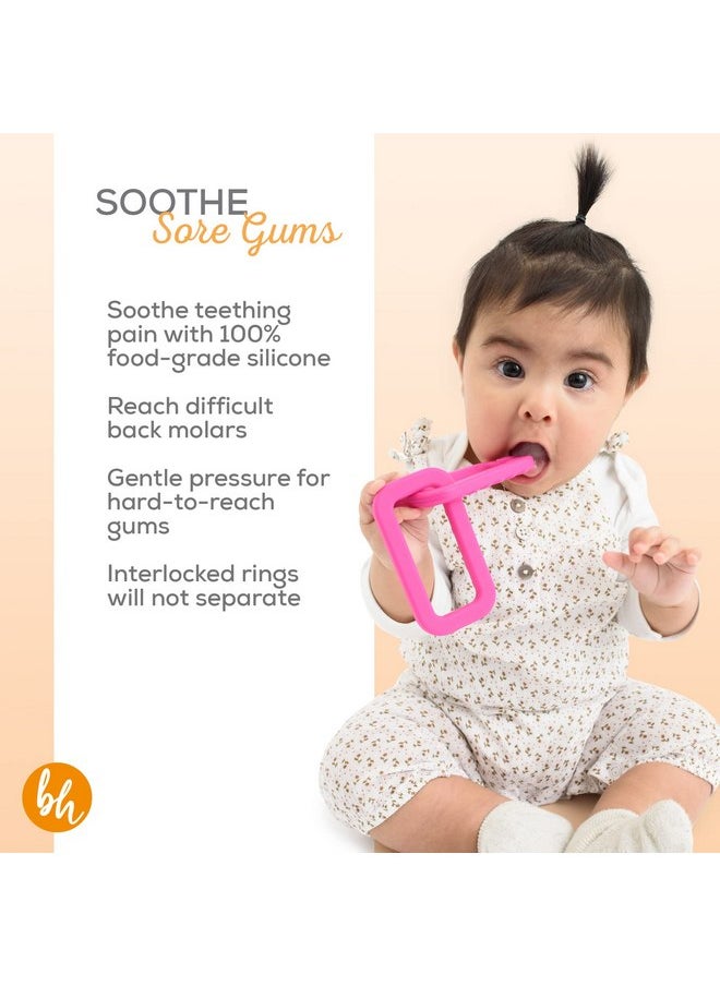 BooginHead by Infantino 100% Food Grade Silicone Link Baby Teethers, Hot Pink