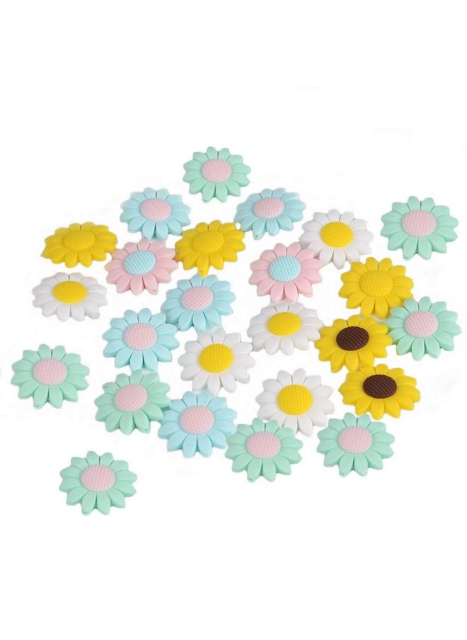 Alenybeby 12pcs Silicone Sunflower Bead Bracelet Silicone Animal Flower Beads for Keychain DIY Beading Mom Necklace Craft Jewelry Accessories