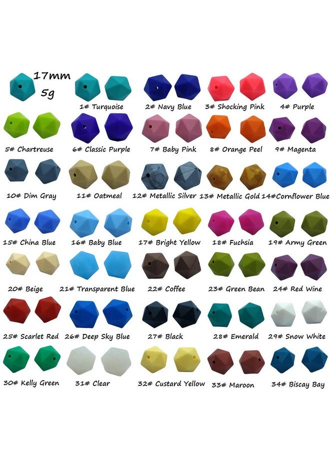 Alenybeby 30pcs 17mm Silicone Polygon Pearl Beads for Pen Silicone Geometric Icosahedron Shape Beads Hexagon Bulk Bead for Keychain DIY Mom Woman Lanyards Craft Jewelry Making