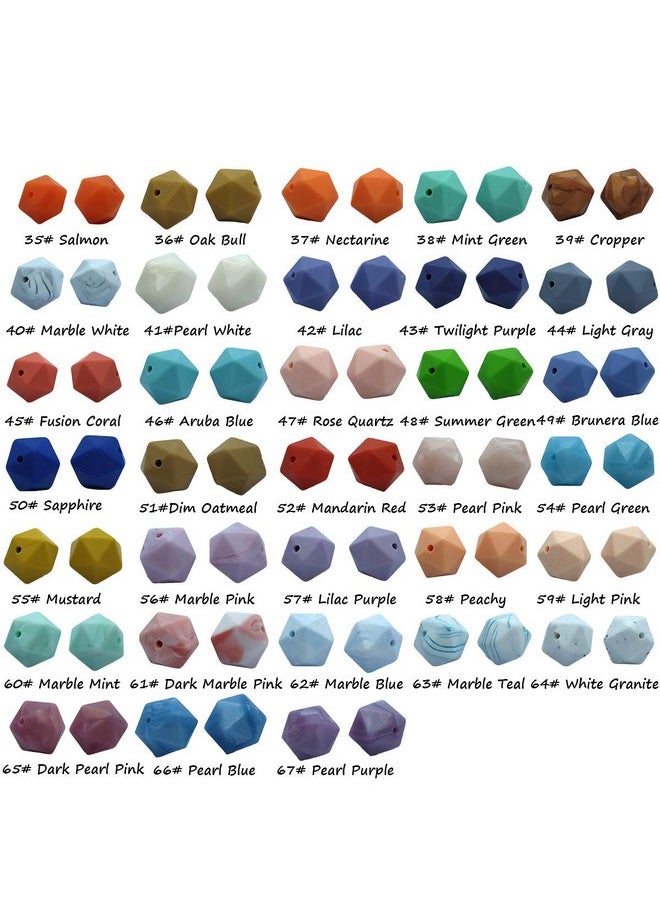 Alenybeby 30pcs 17mm Silicone Polygon Pearl Beads for Pen Silicone Geometric Icosahedron Shape Beads Hexagon Bulk Bead for Keychain DIY Mom Woman Lanyards Craft Jewelry Making