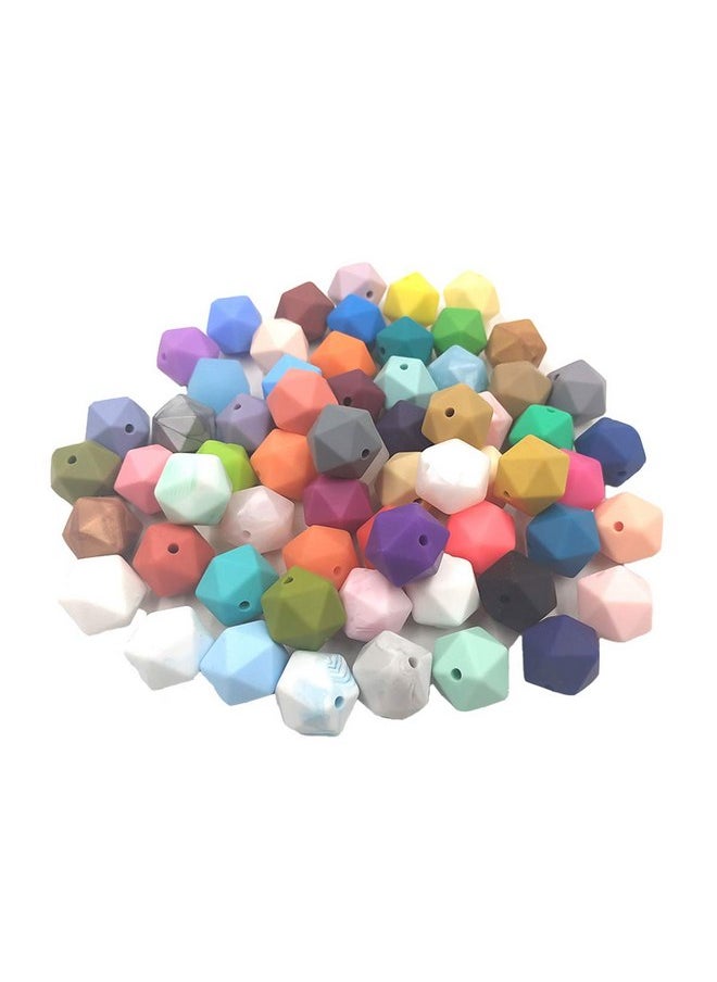 Alenybeby 30pcs 17mm Silicone Polygon Pearl Beads for Pen Silicone Geometric Icosahedron Shape Beads Hexagon Bulk Bead for Keychain DIY Mom Woman Lanyards Craft Jewelry Making