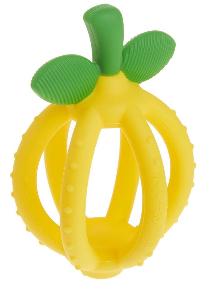 Itzy Ritzy Teething Ball & Training Toothbrush - Silicone, BPA-Free Bitzy Biter Lemon-Shaped Teething Toy Features Multiple Textures to Soothe Gums & an Easy-to-Hold Design (Lemon)