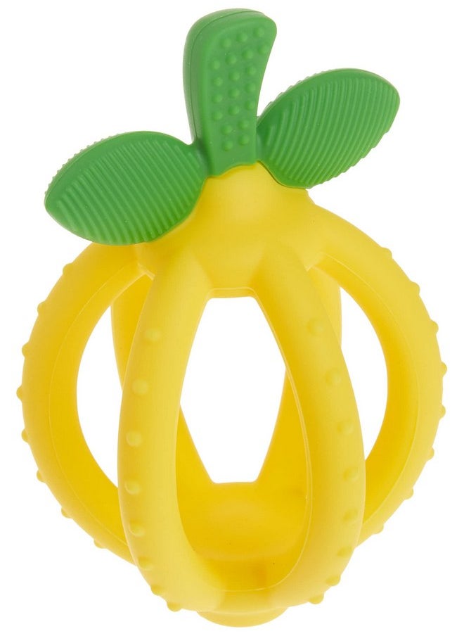 Itzy Ritzy Teething Ball & Training Toothbrush - Silicone, BPA-Free Bitzy Biter Lemon-Shaped Teething Toy Features Multiple Textures to Soothe Gums & an Easy-to-Hold Design (Lemon)