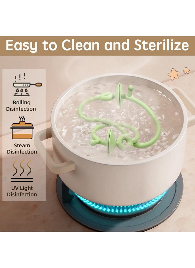 Baby Sensory Teething Chew High Chair Suction Toys for Infant Toddlers 6 12 18 24 Months, Food Grade Silicone Teether with Oak Loop Montessori Educational Baby Bath Toy Gifts (Green)