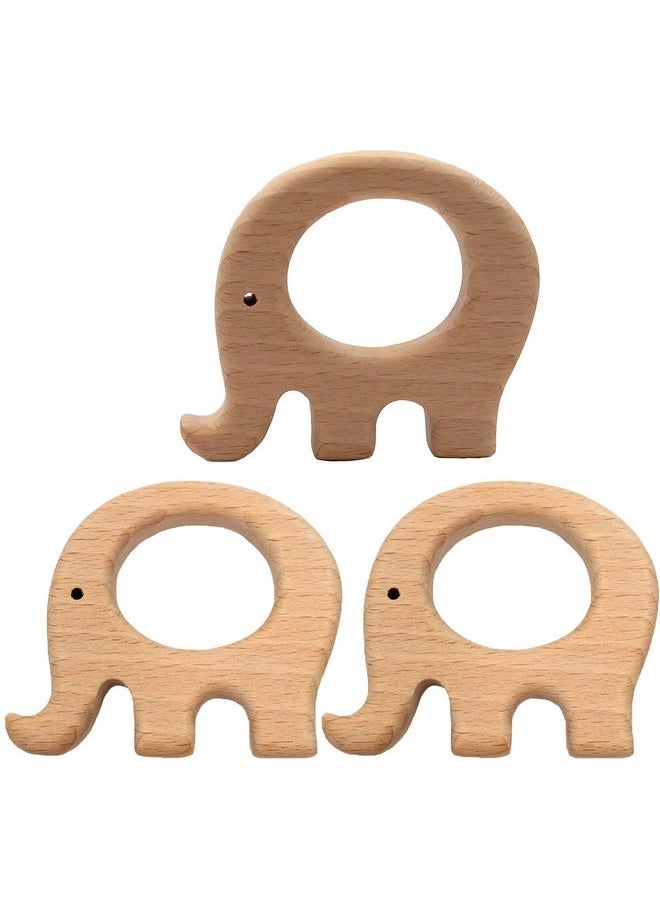 10pcs Natural Wooden Elephant Teether Pendant Pure Natural Beech Wood Animal Teething Shape Toys for Handmade Necklace/Bracelet (Fat Elephant 10pcs)