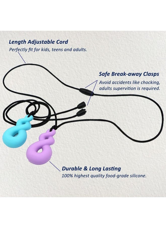 Chew Necklace for Boys and Girls, Silicone Chew Toys for Kids Teardrop Twist Pendants, Chewy Necklace Sensory for Autism or Oral Motor Special Needs BPA Free - 4 PCS Set