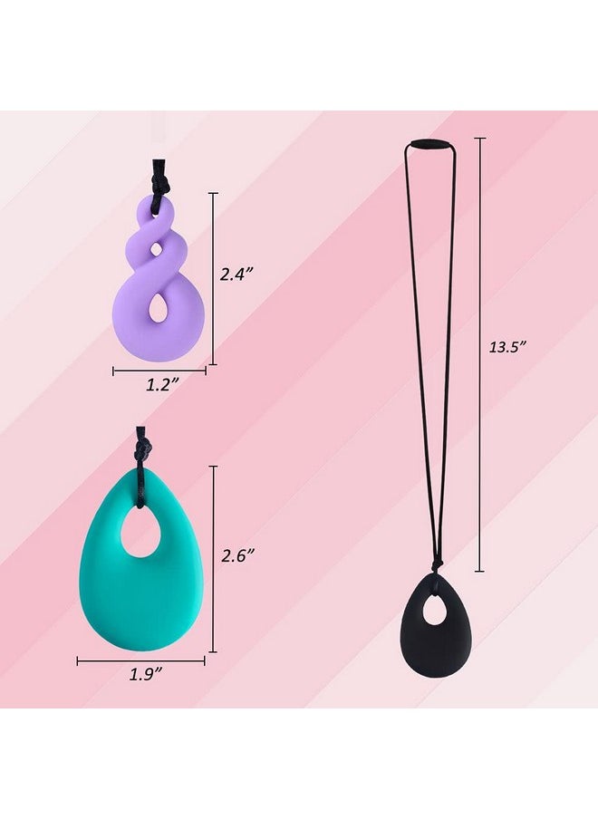 Chew Necklace for Boys and Girls, Silicone Chew Toys for Kids Teardrop Twist Pendants, Chewy Necklace Sensory for Autism or Oral Motor Special Needs BPA Free - 4 PCS Set