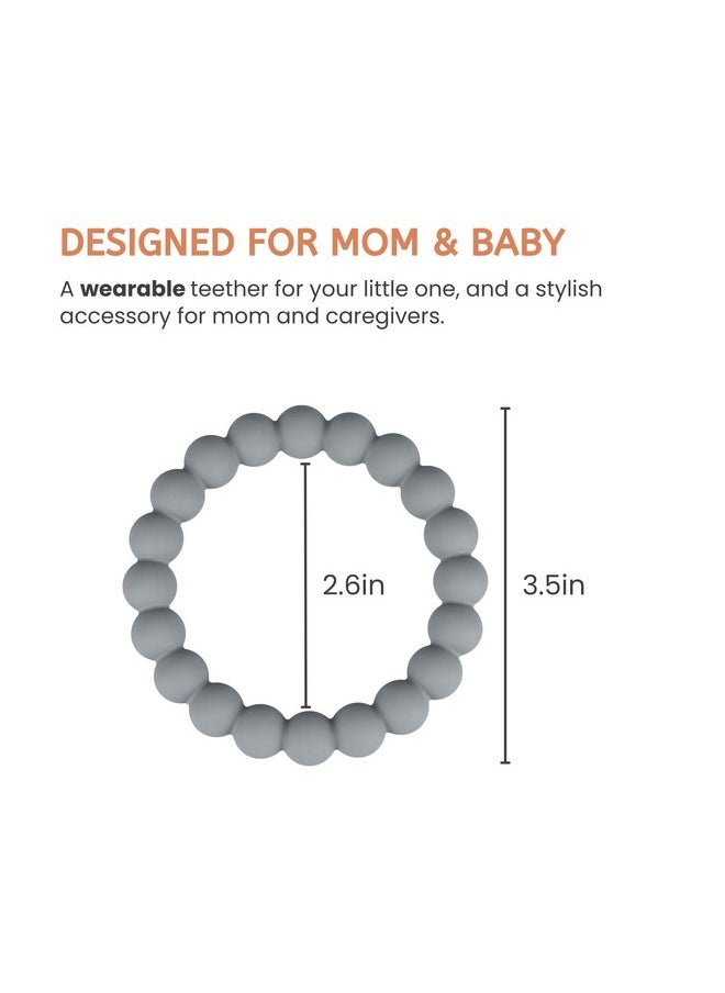 Baby Teether Rings, Food Grade Silicone Teether Bracelets for 3m+ Babies to Self-Soothe - Includes 4 Neutral Baby Rings