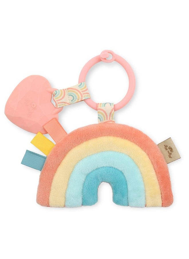 Itzy Ritzy Infant Toy & Teether - Itzy Pal Baby Teething Toy Includes Lovey, Crinkle Sound, Textured Ribbons & Silicone Teether Toy for Newborn (Rainbow)